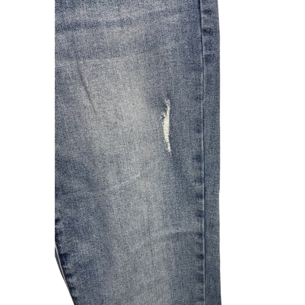 Risen High Rise Cuffed Distressed Light Blue Straight Leg Jeans Womens Size 7/28 - Picture 4 of 10